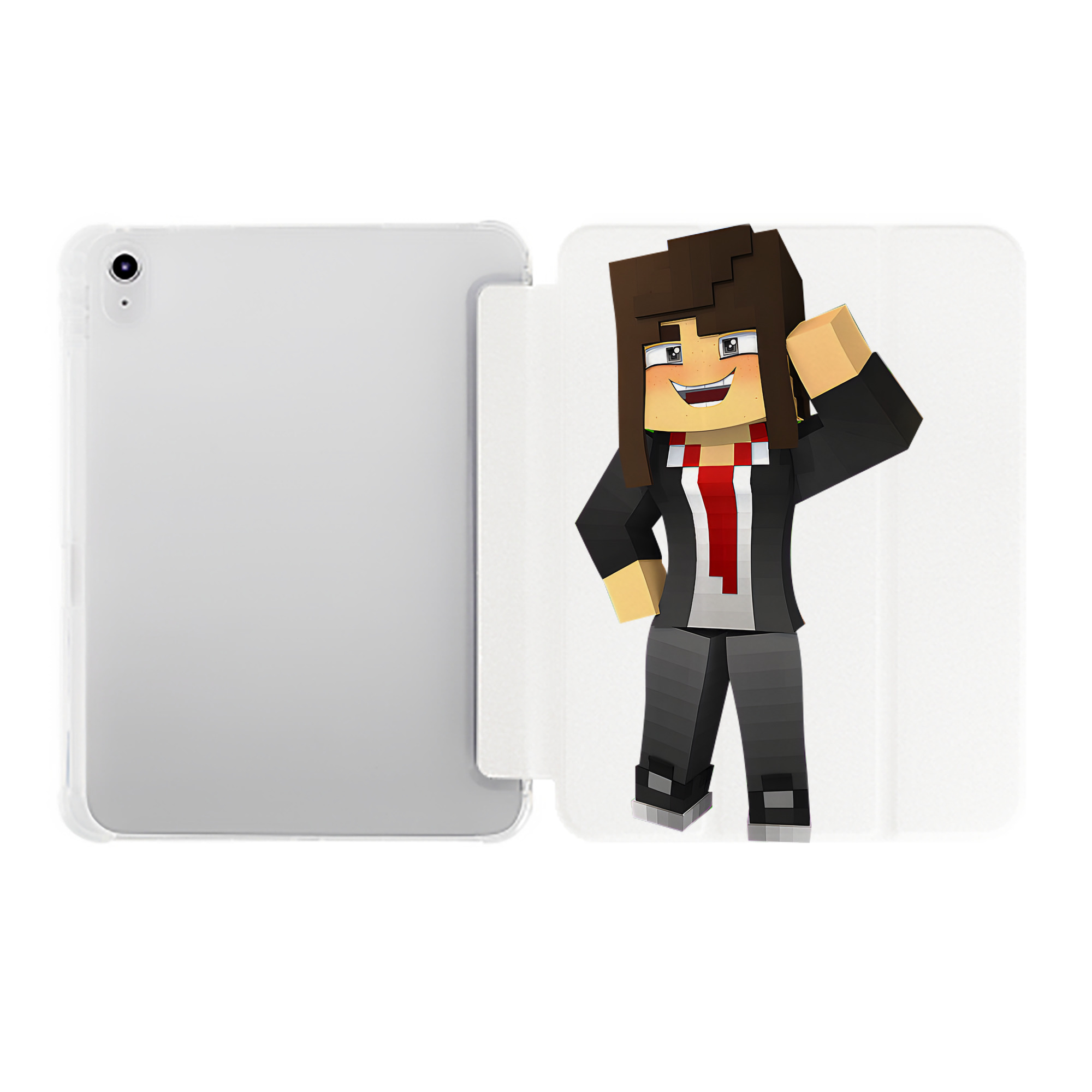（画像用） マインクラフト ブロックの世界 Minecraft MC Block world IPad ケース ペン収納付き 三つ折りスタンド PUレザー×シリコン 対応機種9.5/10.5/10.9インチ